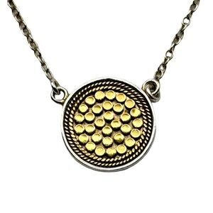 Signed Anna Beck Reversible Dot Pendant Necklace – 925 Sterling Silver, 16–18”